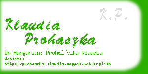 klaudia prohaszka business card